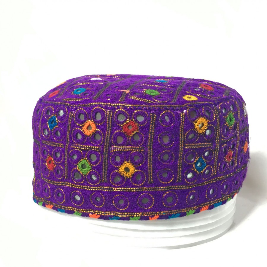 Purple (Bhegani) Mutlicolor Bugti / Balochi Cap or Topi MKC-870